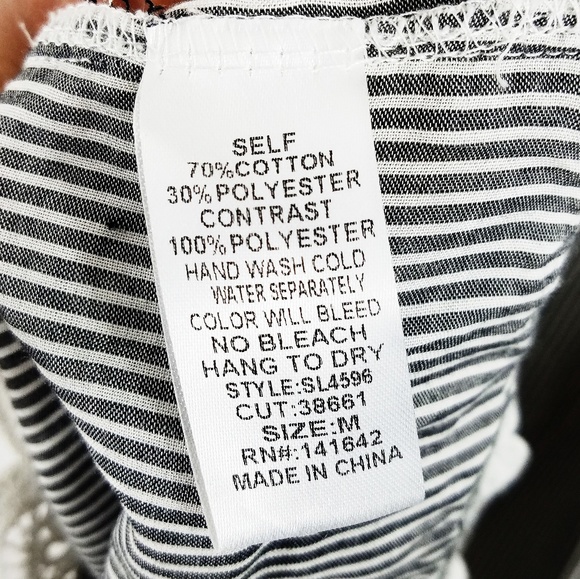 She & Sky Gray/White Stripe Off-Shoulder Dress M - Picture 7 of 7